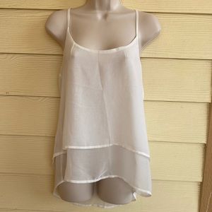 White Flowy Chiffon Tank Top